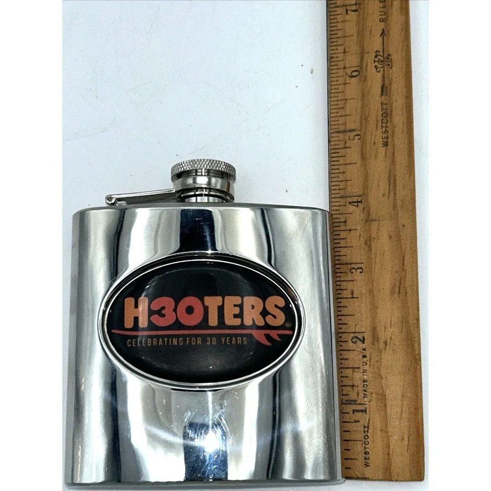 Hooters Celebrating For 30 Years Flasks Stainless Steel 6 Oz 4.5